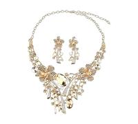 Whoasyst Parure de bijoux éblouissante avec collier et boucles d'oreilles à tige avec longueur réglable - Convient pour un style polyvalent - Bijoux géométriques floraux, One Size, Comme décrit, Comme