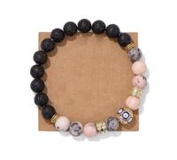 Whoasyst Perles en pierre volcanique de 8 mm plaquées or avec diamants réglables pour femmes mauvais yeux