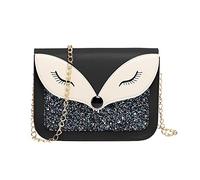 Whoasyst Petit sac carré en cuir simple avec chaîne et sac à main à bandoulière - Convient pour un sac à main de fête, Noir , One Size