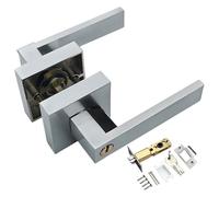 Whoasyst Poignée de porte contemporaine avec paire d'intimité avec loquets réglables en aluminium avec kit robuste