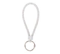 Whoasyst Porte-clés de voiture - Lanière de téléphone - Dragonne de poignet en corde - Décoration portefeuille - Sangle en strass, blanc