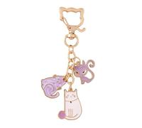 Whoasyst Porte-clés élégant en alliage avec pendentif en forme de chat pour une touche amusante à n'importe quel sac à main tendance, violet