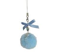 Whoasyst Porte-clés Fluffys Balls avec pendentif étoile mignon en acrylique coloré avec nœud papillon multifonction accessoires porte-clés en forme de boule en peluche, bleu, taille unique