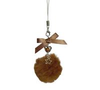 Whoasyst Porte-clés Fluffys Balls avec pendentif étoile mignon en acrylique coloré avec nœud papillon multifonction accessoires porte-clés en forme de boule en peluche, marron, taille unique