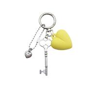 Whoasyst Porte-clés portable en résine avec grande breloque en forme de cœur d'amour - Porte-clés unique pour sac - Décoration de téléphone - Accessoire en métal pour un usage quotidien, jaune, taille