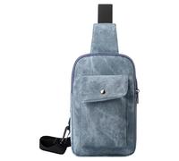 Whoasyst Sac à bandoulière avec sangle réglable - Petit sac à bandoulière multifonction - Sac à dos décontracté pour homme - Petite bandoulière pratique pour homme, Cuir Bleu, One Size