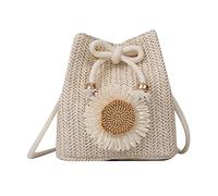 Whoasyst Sac à bandoulière pour femme avec cordon de serrage assorti en paille - Sac à main tissé à la main - Seau de paille tissé à la main - Bandoulière mignonne, beige, One Size