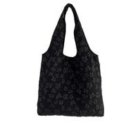 Whoasyst Sac à bandoulière tendance texturé floral unique décontracté sous les bras Sac à main multifonction en nylon pour femme Sac à bandoulière, Noir , One Size