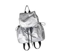 Whoasyst Sac à dos de style coréen pour étudiants, sac d'école, sac à dos de voyage, grande capacité, style coréen, sac à dos avec cordon de serrage pour étudiant, école, preppy, Argenté.