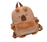 Whoasyst Sac à dos d'école pour étudiant - Joli sac de voyage pour poupées - En peluche - Pour filles - Livre de dessin animé - Joli sac à dos pour petite fille, marron
