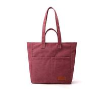 Whoasyst Sac à main en toile polyvalent 2023 - Style japonais - Sac à bandoulière pour femme et fille - Grande capacité, Rouge, One Size