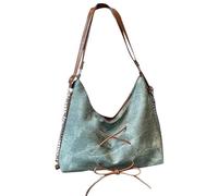 Whoasyst Sac à main tendance en jeans sous les bras pour un usage quotidien multifonction grand sac à dos sac à dos sac à main pour étudiants Campus Satchel, Vert, One Size