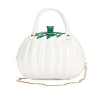 Whoasyst Sac fourre-tout en forme de citrouille d'Halloween, sac à main décontracté, grande capacité, sacs à bandoulière pour fille et femme, tendance, chaîne d'épaule ronde, blanc, One Size