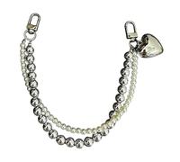 Whoasyst Solide Double Chaîne Coeur Charme Téléphone Cordon Polystyrène Mobile Ceinture pour Transport Sécurisé pendant Voyage Travail Élégant Double Chaîne Téléphone Charm