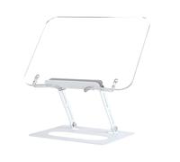 Whoasyst Support stable en acrylique avec clips de page, base rotative à 360° pour un placement sécurisé des appareils, support pliable pour ordinateur portable