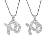 Whoixdsor Collier avec pendentif lettre Xo Hip Hop 2026 Unise High Hip Hop, Xo Collier The Weeknd Mode Accessoires tendance Cadeau créatif, Large, Fer, Pas de gemme