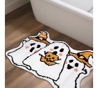 Whoixdsor Tapis d'Halloween 2025 - Tapis de bain fantôme effrayant - Absorbant l'eau, antidérapant, doux, ne rétrécit pas - Décoration de salle de bain - 40,6 x 61 cm - Tapis de bain - A