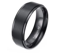 Whoiy Alliance de Fiançailles en Titane 4MM/6MM/8MM/10MM, Bagues de Mariage Noir Brossé Gravure Bague de Fiançailles Anneau Simple pour Homme Femme Taille 47-75