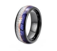 Whoiy Anneau Alliance pour Homme Argent, 8MM Bagues en Tungstene Incrustation de bois Gravée Bague de Fiancaille Taille 52-70