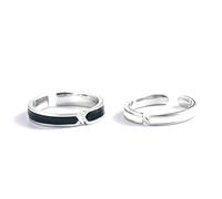 Whoiy Bague Ajustable, Alliances Mariage Noir S925 Argent Sterling Amour Infini Motif Proposition Cadeau Couple Anneau