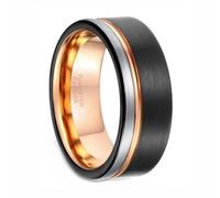 Whoiy Bague de Alliance Homme Noir, 6MM/8MM Bagues Mariage Tungstene Brossé avec Gravure Bagues de Fiancaille Tricolore Taille 52-72