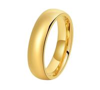 Whoiy Bague de Fiancaille Femme en Or Tungstène Gravure Dôme Simple Brillant Anneau Mariage 6MM Taille 65