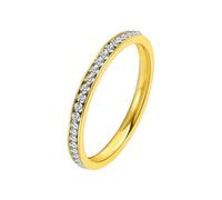 Whoiy Bague de Mariage Gravee Éternité Zircone Cubique 2MM Bague Acier Doré Femme Inoxydable Taille 60