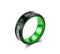 Whoiy Bagues Alliance Mariage Incrustation de Fibre de Carbone Homme, 8MM Bague Anniversaire Acier Inoxydable Bord Biseauté Gravure Personnalisée Bague Fiançailles Noir avec Zircone Cubique Taille 70