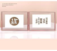Whoiy Cadres Photos 25x20 Or Rose Horizontal Multiple 2 Photo en Metal, Cadre Photo Acrylique Rectangulaire Pliables pour Bureau pour Famille, Mariage