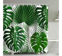 Whoiy Rideau de Douche 120 x 180 cm Vert Lavable, Rideau Douche Tissu Polyester Anti Moisissure Moderne Rideau de Baignoire Motif Imprimé