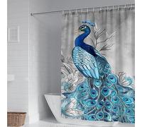 Whoiy Rideaux de Douche Tissu, Rideau Douche Femme Beau Paon Rideau de Douche 150x200cm, Bleu