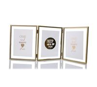 Whoiy Triple Cadres Photos 10x15 Or Vertical Multiple 3 Photo en Metal, Cadre Photo Verre Pliables Rotatif de Table pour Famille, Mariage