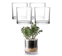 Whole HOUSEWARES Lot de 4 vases cylindriques en Verre de 12,7 x 12,7 cm | Bougeoir | Arrangement décoratif de Centre de Table pour fête de Mariage, événement, décoration de Maison et de Bureau