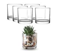 WHOLE HOUSEWARES Lot de 6 vases cylindriques en Verre de 10,2 x 10,2 cm | Bougeoir | Arrangement décoratif pour Centre de Table pour fête de Mariage, événement, décoration de Maison et de Bureau