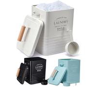 WHOLE HOUSEWARES Récipient pour détergent à lessive - Distributeur de savon en métal avec scooter, couvercle hermétique et poignées - Bac de rangement vintage avec couvercle et porte-parfum