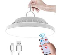 WholeFire Lampe de Camping Solaire LED Rechargeable par USB avec Télécommande, 5 Modes Lumière de Tente IPX7 Étanche Lampe de Camping avec Power Bank pour Randonnée, Ouragan, Charge D'urgence