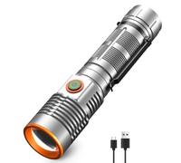 WholeFire Lampe de poche LED rechargeable, base magnétique, extrêmement lumineuse, 20 000 lumens, rechargeable par USB, lampes de poche à piles, zoomable, étanche, pour le camping