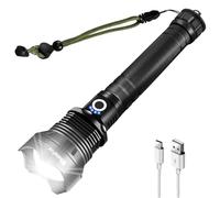 WholeFire Lampe de Poche LED XHP70.2 Puissante 90000 Lumens, USB Rechargeable Lampe Torche de Poche Étanche avec Batterie, 3 Modes avec Indicateur de Puissance pour Camping, Randonnée