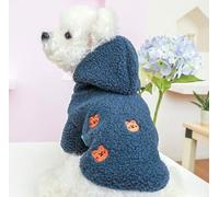 Wholesale of Pet Dog Cat and Lamb Fleece Jacket Hooded Sweater Series for Autumn and Winter - 1 (Lambskin Hooded Jacket - Blue, Large)