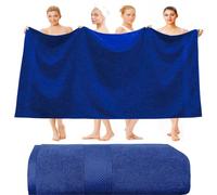 Wholesale Trade Dealz Drap de bain super jumbo massive extra large (150 cm x 200 cm, 600 g/m²) de qualité premium ultra-douce 100 % coton égyptien - Draps de bain/serviettes de plage énormes (Bleu