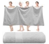 Wholesale Trade Dealz Drap de bain super jumbo massive extra large (150 cm x 200 cm, 600-GSM) Qualité premium douce 100 % coton égyptien Draps de bain/serviettes de plage énormes (argent)