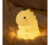 WholeSome Tech. Veilleuse Tactile en Sillicone Souple pour Enfants, Lampe Mignonne de bureau, Rechargeable USB, Mode Arrêt Automatique 30min 3 Intensités. (Dino)