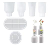 Wholesoukyii 4 Pièces Moules en Silicone pour Vases, 4 Types Différents, avec Plateau et sous-Verres, Moules en Silicone DIY Faits à la Main, pour Destinés à la Fabrication de Vases