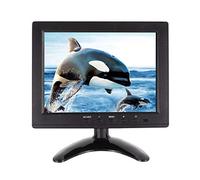 WHOLEV Moniteur de sécurité 8 pouces CCTV 1024 x 768 FHD avec télécommande, moniteur PC avec VGA HDMI BNC AV entrée USB, haut-parleur intégré, grand angle de 178° pour Raspberry Pi Game Computer