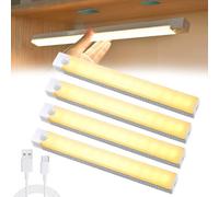 Whollyas Light, Lampes LED Magnétiques Rechargeables À Capteur Intelligent Sans Perforation, Éclairage Sous-comptoir, Veilleuse À Induction For Le Corps Humain(4PCS-Warm,30cm/11.8in)