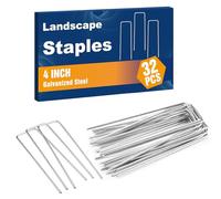 Whonline Lot de 32 agrafes paysagères de 10,2 cm, piquets de jardin galvanisés en forme de U SOD pour l'aménagement paysager, le sol, le jardinage, la pelouse, la fixation du gazon, des tuyaux