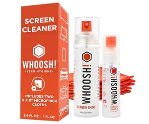 WHOOSH! Duo XL Nettoyant d’écran 30ml & 100ml pour téléphone Lunettes Ordinateur Portable MacBook avec Chiffons en Microfibre Nettoyage du téléphone sans Traces Bouteilles sans Fuite Maison Voyage
