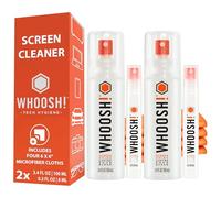 WHOOSH! Lot de 2 sprays nettoyants pour écran d'ordinateur portable - 3,4 + 0,3 FL oz + 2 chiffons en microfibre - Duo avec grandes bouteilles de voyage pour nettoyer les yeux et l'écran de voiture