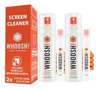 WHOOSH! Spray nettoyant pour écran et lingettes [Lot de 2] - 100 et 8 ml + 2 chiffons en microfibre - Duo flacons standard et voyage pour TV, OLED, MacBook, ordinateur portable, téléphone et lunettes