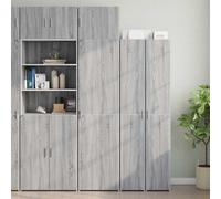WHOPBXGAD Armoire de Rangement Mince et Haute, 8 Compartiments, Sonoma Gris 50x42.5x225 cm, pour Salle de Bain et Chambre, économie d'espace, Porte réversible, Bois d'ingénierie Stable